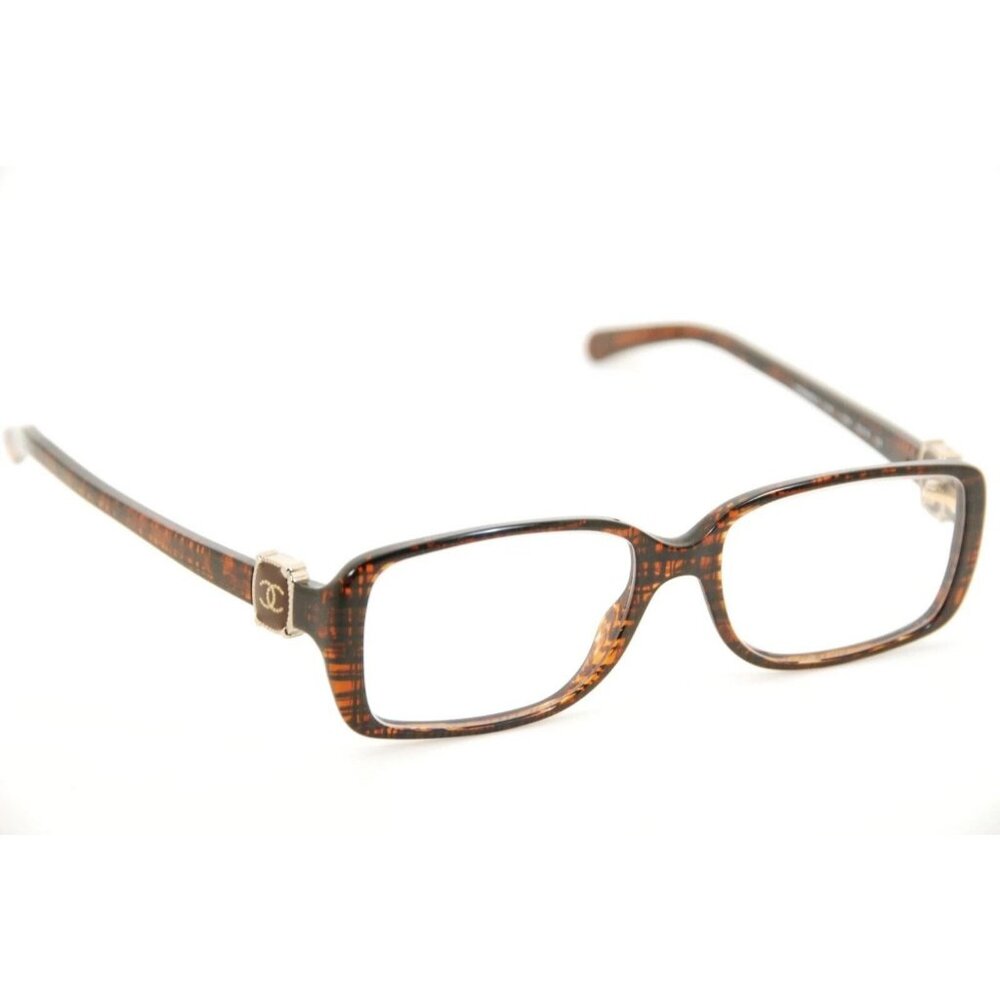 Rare Authentic Chanel Glasses 3185 c.1204 52mm Brown Tweed Frames Italy RX
